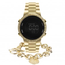Kit Relógio Euro Digital Dourado Feminino EUBJ3279AG/K4D