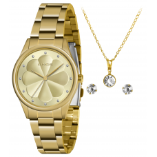 Kit Relógio Lince Dourado Feminino LRGJ149L KO16C1KX